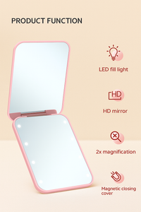 LED Light Makeup Mirror Compact, Foldable & Rechargeable